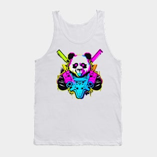 Colorful Cyborg Panda With Guns Tank Top